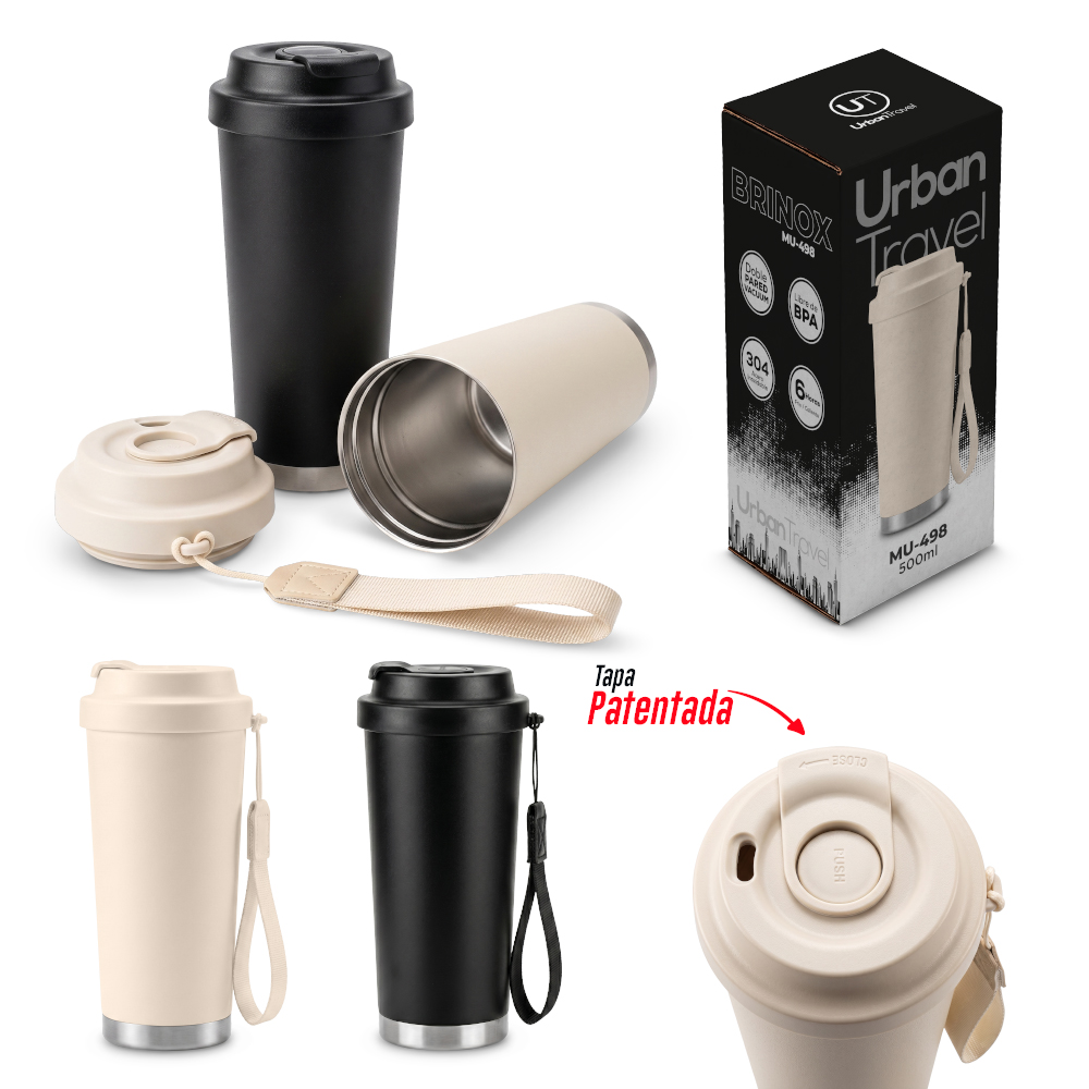 MUG METÁLICO BRINOX URBAN TRAVEL 500ML